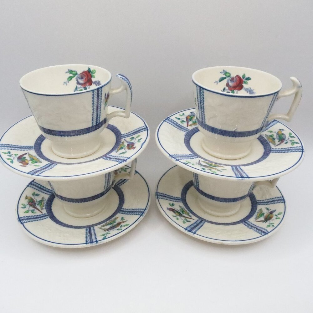 Copeland Late Spode June Demitasse Cup & Saucer Set of 4 Bone China England